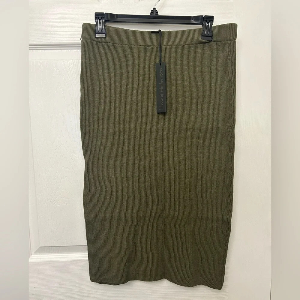 HOUSE OF HARLOW 1960 RIBBED MIDI SKIRT Large